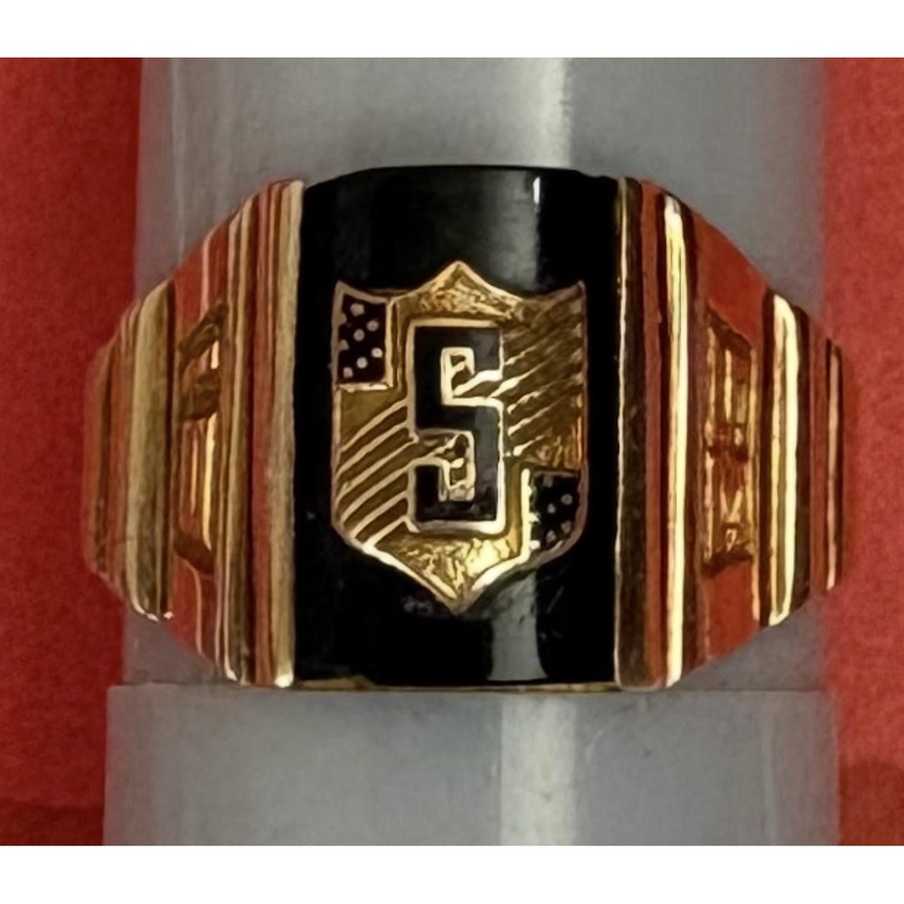 VTG Harcourt Louisville Art Deco 1935 Class Ring 10K Yellow Gold Black Onyx Sz 6